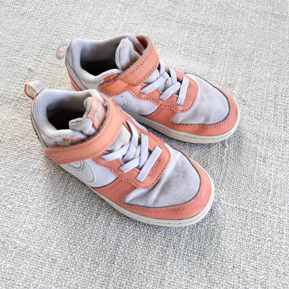 Nike Court Borough Low 2 SE Peach & White Sneakers GUC Toddler size 10